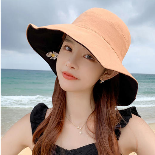 【26款可选】小雏菊渔夫帽女双面双色大沿遮脸ins韩版潮夏天上衣防晒遮阳帽 商品图7