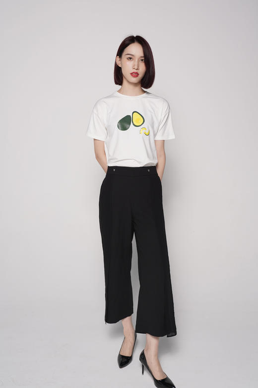 L2臣禾松紧腰黑色【拼接雪纺】设计感休闲裤9212065276（现货） 商品图5