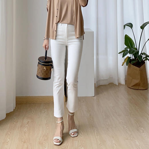 夏季薄款白色九分牛仔裤 商品图2