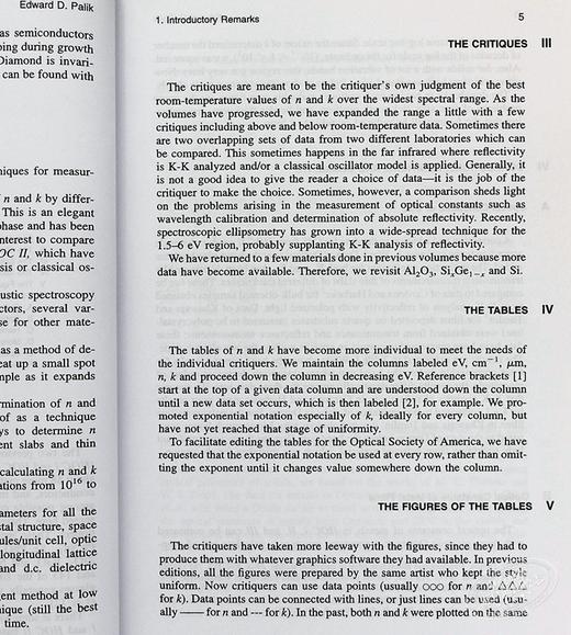 【中商原版】Handbook of Optical Constants of Solids 英文原版 固体的光学常数手册 第1版 Edward Palik 商品图5
