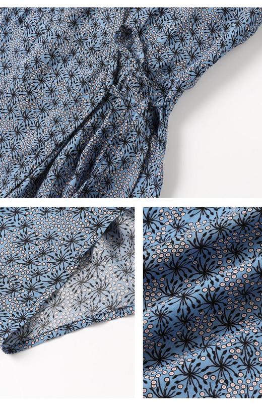 2楼ise 夏季新品V领系带收腰碎花连衣裙茶歇裙 商品图4