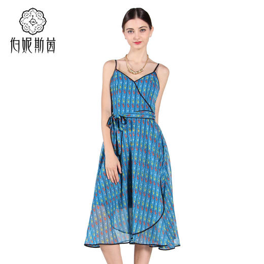 【伯妮斯茵】172S198--蓝色连衣裙--双色羽毛王冠--《太阳之子--印加》 商品图1