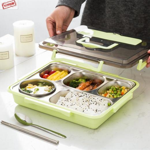 博尔乐乐视方形大号提手快餐盘五格（颜色随机） 商品图1