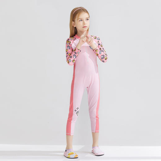 童丨bduck小黄鸭女童泳衣连体长袖长裤洋气中大童儿童泳衣【BK2151005-1】 商品图3