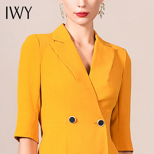 IWY/黄色连衣裙职业女裙端庄求职气质工衣裙子礼仪服工装Q9234 商品图4