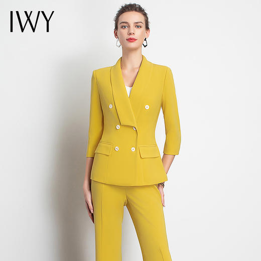 IWY/黄色西服套装女职业装办公上衣女人味减龄高管经理服工装白领C10223Y+P30226 商品图1