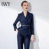 IWY/藏青色西装套裤长袖气质系带职业装高端设计感商务正装女套装C1112+P1110 商品缩略图1