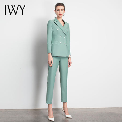 IWY/主持人同款绿色西服套装女职业装高级定制名媛慵懒风办公室时尚潮流奢华C10325+p10325 商品图8