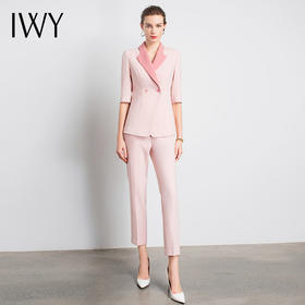 法小曼*子珍清仓福利 粉色西装套装女七分袖女性C11120+P11120