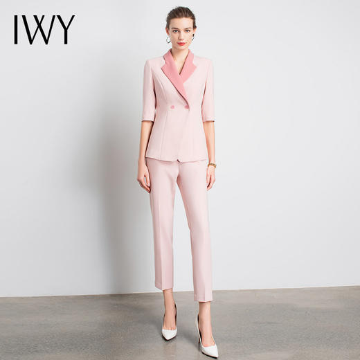 IWY/直播福利款 粉色西装套装女正装工衣原创时髦OL女性时尚温柔高定时尚C11120+P11120 商品图2