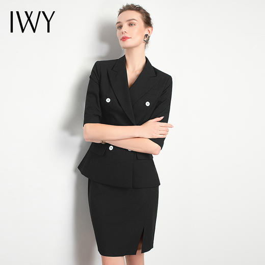 IWY/黑色短袖职业女裙经理ol减龄半身裙小西装时尚潮流管理层名媛CPS11231 商品图1