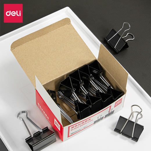 得力9542-2#长尾票夹41mm盒装(黑)(12只/盒) 商品图0