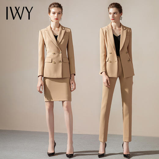 IWY/高端卡其职业西装套装女韩版气质通勤售楼部工作服套裙OL CS1151 商品图4