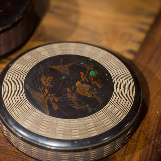 清代 大漆彩绘花鸟纹圆形盖盒 商品图3