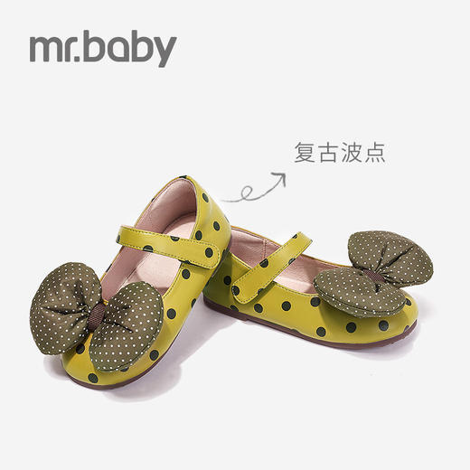 mrbaby 儿童皮鞋女2021年春季新品复古波点蝴蝶结软底 女童公主鞋 商品图1