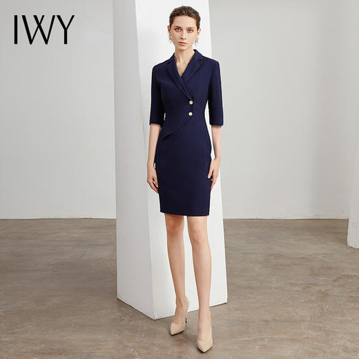 IWY/藏青色连衣裙职业装裙装女性时尚女神范工作服装气质团队工服
Q0712 商品图2