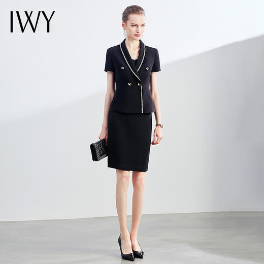IWY/黑色西装裙西服奢华管理层短裙工作服职业气质团队售楼部C1186+S1186 商品图2