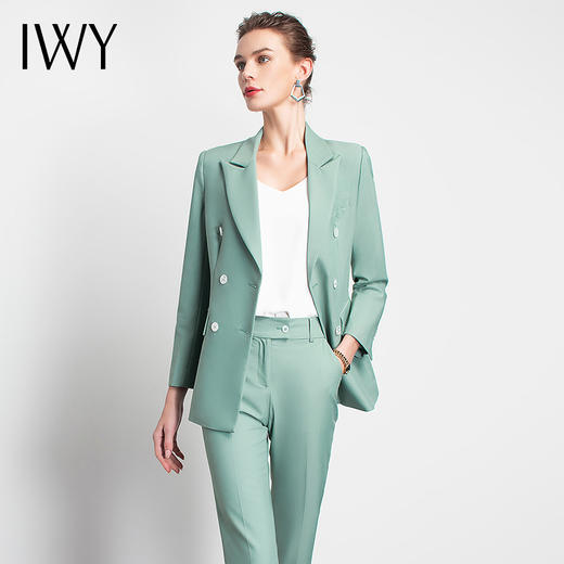 IWY/主持人同款绿色西服套装女职业装高级定制名媛慵懒风办公室时尚潮流奢华C10325+p10325 商品图4