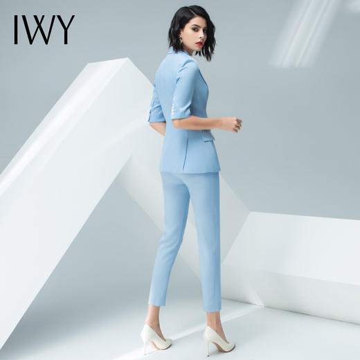 【大码】蓝色职业套装女时装版气质款显瘦轻奢主持人套装C11227+P11227+P31227 商品图3