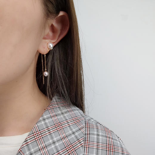 北京仓｜Shinkai-ChicChic-Akoya珍珠 18K黄金 耳线（中号）［日本设计师］ 商品图0
