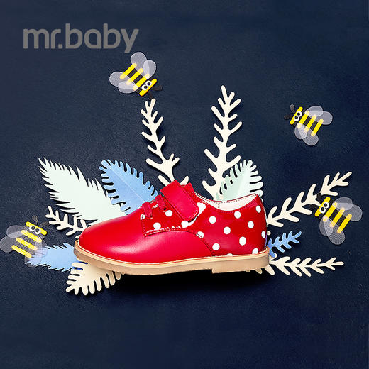 mrbaby童鞋女 2021春季新款亮面拼接波点优雅透气休闲 儿童皮鞋 商品图3