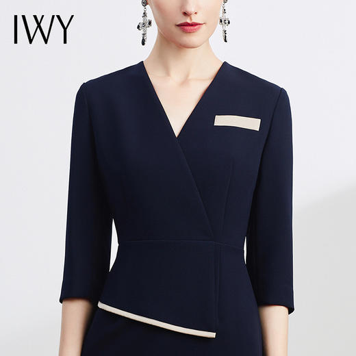 IWY/黑色连衣裙职业装教师西服端庄大气显瘦女神范透气正式经理OLQ528 商品图4