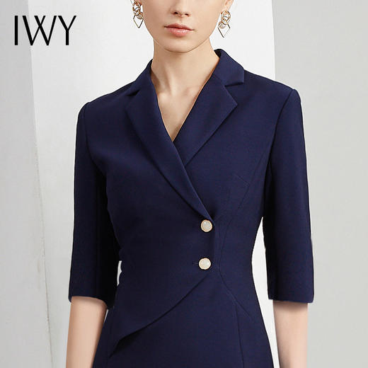 IWY/藏青色连衣裙职业装裙装女性时尚女神范工作服装气质团队工服
Q0712 商品图4