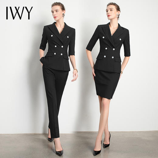 IWY/黑色短袖职业女裙经理ol减龄半身裙小西装时尚潮流管理层名媛CPS11231 商品图4