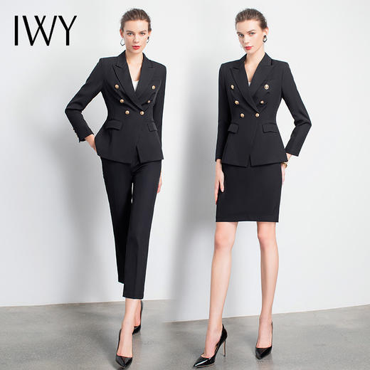 IWY/黑色双排扣职业裤套装女时尚高端日常办公室气质名媛制服团队
cp901 商品图4