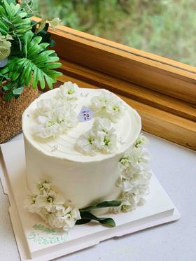 白色紫罗兰鲜花奶油蛋糕 下单前请仔细阅读商品详情
