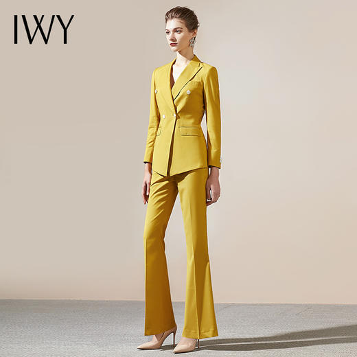 IWY/高端黄色职业装女薄款时尚气质公务员面试正装工作服小西装套装OL203147C1+203147P3 商品图4