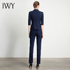 IWY/藏青短袖职业套装裤女ol气质款休闲办公工衣端庄时尚高档经理C11232+P11232 商品缩略图3