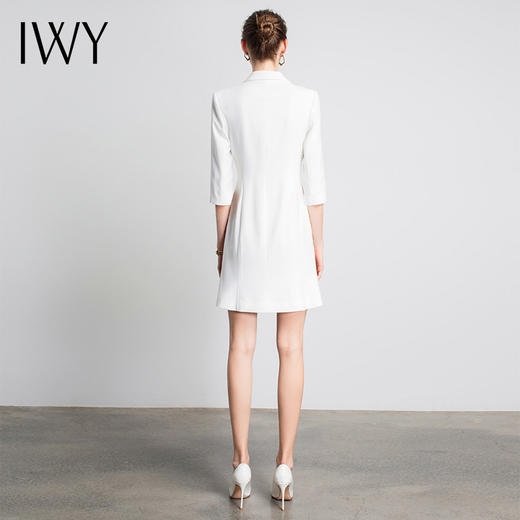 IWY/白色七分袖职业连衣裙西装裙时尚气质清凉气场工作服装面试Q14096W+YD-096 商品图3