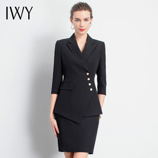 IWY/黑色职业西装套裙女气质干练通勤工作服高端时尚商务上班通勤正装
C10408+S10408B 商品图1