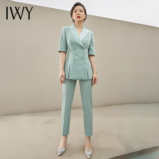 IWY/绿色西服套装女面试工作服气质休闲职业装高端小西装通勤正装
212094C1+p1 商品图2