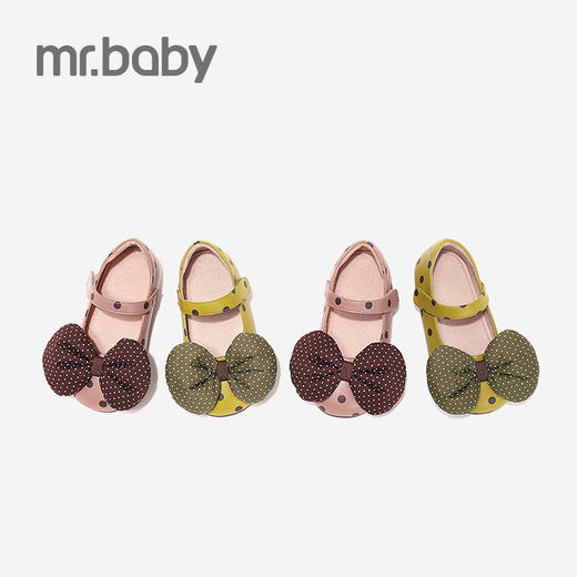 mrbaby 儿童皮鞋女2021年春季新品复古波点蝴蝶结软底 女童公主鞋 商品图2