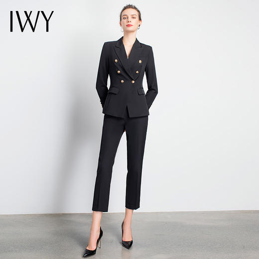 IWY/黑色双排扣职业裤套装女时尚高端日常办公室气质名媛制服团队
cp901 商品图2