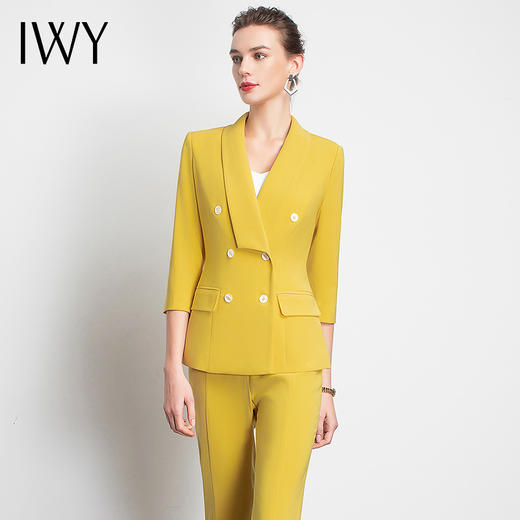 IWY/黄色西服套装女职业装办公上衣女人味减龄高管经理服工装白领C10223Y+P30226 商品图0