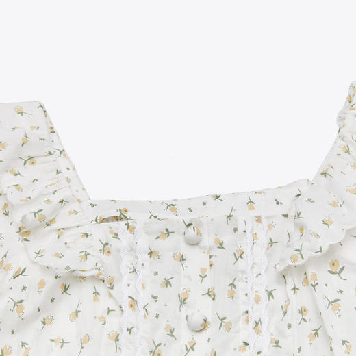 西遇法式上衣气质2021年新款简约碎花方领泡泡袖衬衫女夏11110771 商品图5