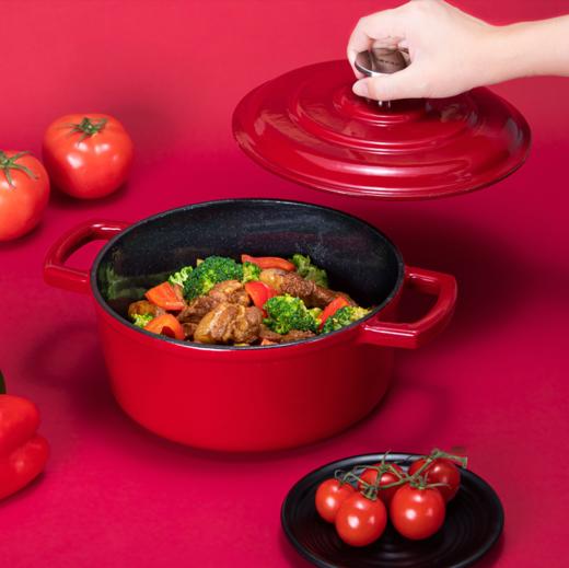 22CM凌丰CS珐西尔双耳珐琅锅  双耳 珐琅锅 （红色） 商品图0