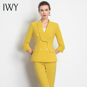 IWY/黄色西服套装女职业装工装服轻熟港风休闲薄款奢华办公室C10223Y+P10226
