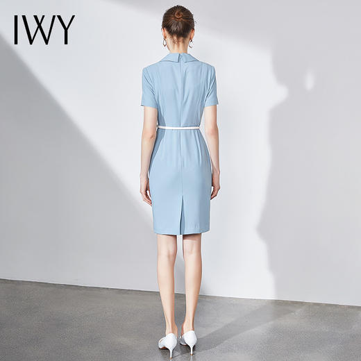 IWY/蓝色连衣裙职业裙办公室西装套大气气质款洋气商务装求职面试Q586 商品图3