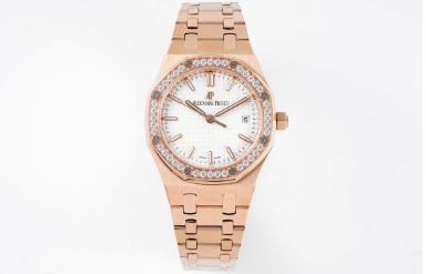 Noob official➕新女款AP 爱彼皇家橡树系列77350 77351型号机械腕表！直径34mm。搭载Calibre 5800自动上链机芯，采用该款式特别设计的玫瑰金自动摆陀（零故障）‼️‼️ 商品图0