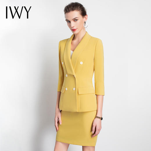 IWY/黄色职业女裙气质名媛时装款高级小套装成熟ol经理服时装版C10223Y+S10226 商品图1