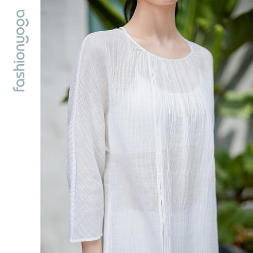 FM11321凡圣瑜伽棉麻连衣裙女夏新品中长款收腰宽松禅修美裙（不含胸垫） 商品图2