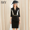 IWY/中袖黑白拼色西装套装时尚小众设计感职业装显瘦套裙正装C1193+S433-B 商品缩略图0