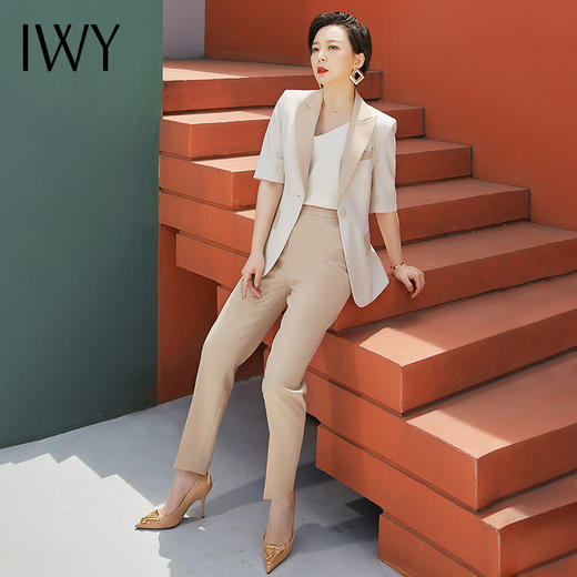 IWY/卡其色职业装女正装套装高端时尚西装拼色气质通勤面试工作服
212095C1+P1 商品图4