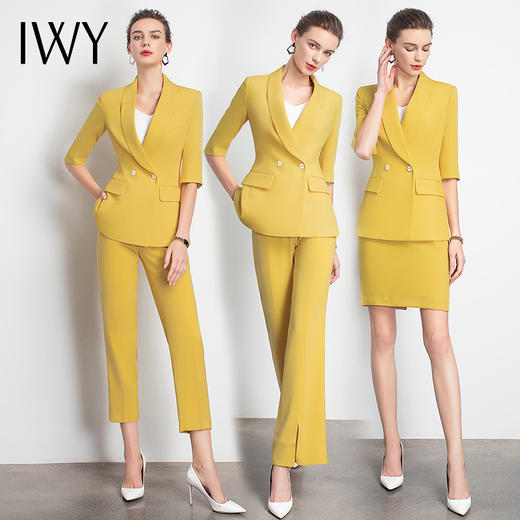 IWY/黄色职业裤套装女工作装ol气质名媛制服团队时尚女神高级C10226+P10226 商品图4