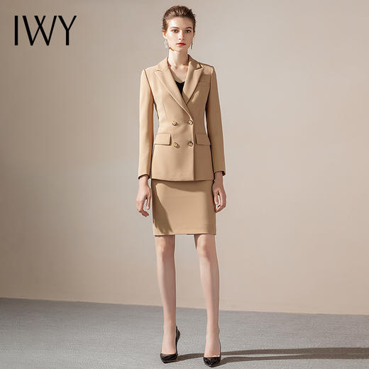 IWY/高端卡其职业西装套装女韩版气质通勤售楼部工作服套裙OL CS1151 商品图0