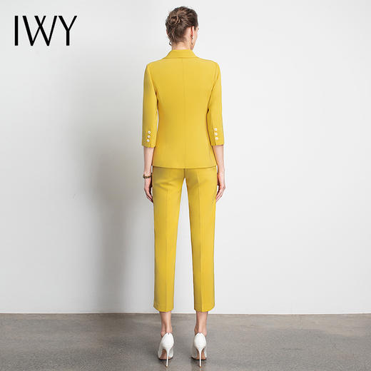 IWY/黄色西服套装女职业装工装服轻熟港风休闲薄款奢华办公室C10223Y+P10226 商品图3